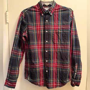 J Crew Vintage Red Green Plaid Button Down Slim Fit Shirt | Small